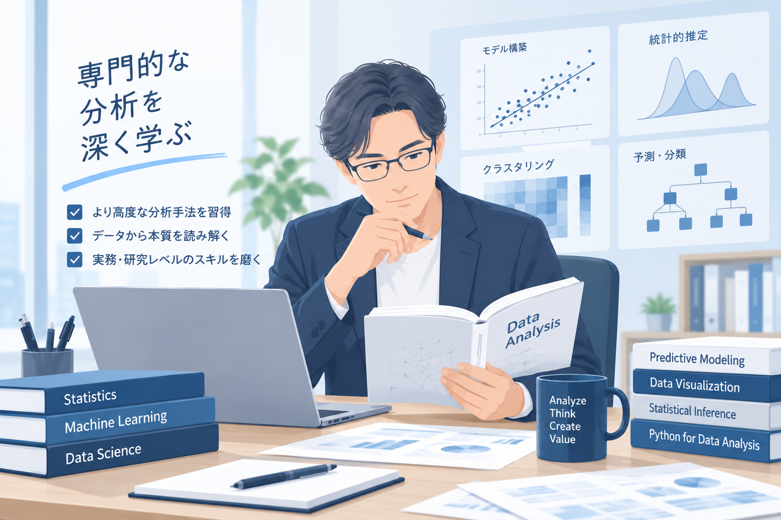 専門的な分析を深く学ぶイメージ